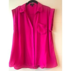 Hot pink button down top